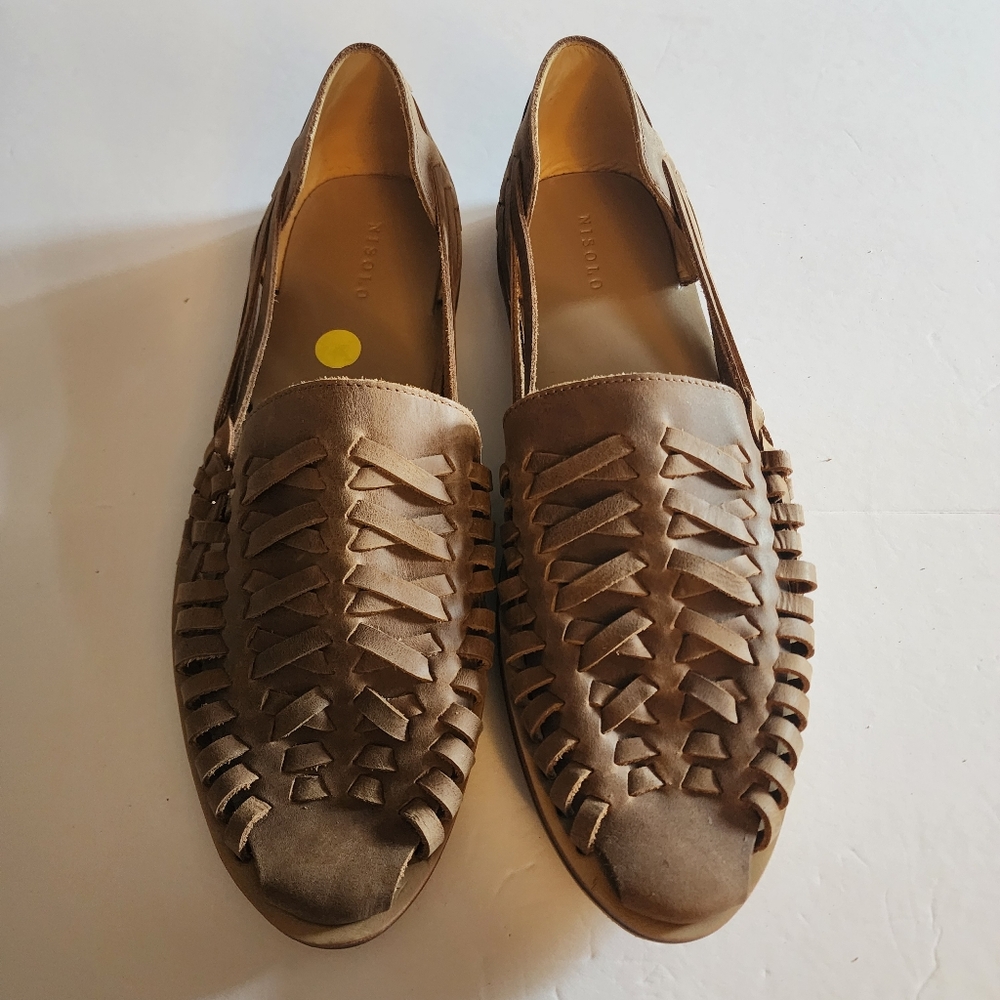 Men's Brown Woven Leather Slip-On Shoes